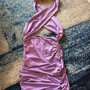 Elegant Purple Halter Dress